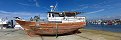 Boat Out of Water in O Grove Harbor (Pontevedra, Spain)