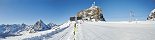 View over Matterhorn, Klein Matterhorn and Restaurant (Canton of Valais, Switzerland)